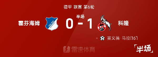 德甲半场：赛义德·马拉半场奔袭一条龙，科隆1-0霍芬海姆
